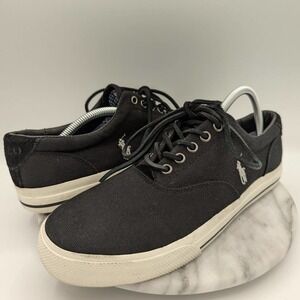 Polo Ralph‎ Lauren Vaugh black canvas suede trim men's sneakers size 11D